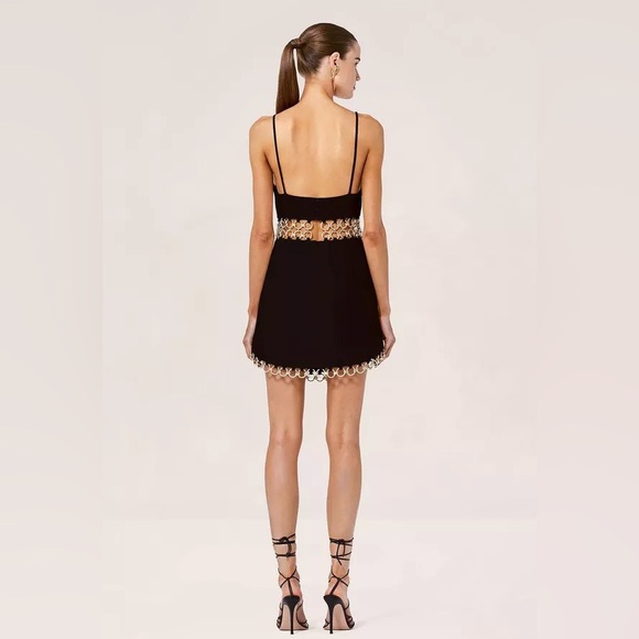 Alexis New Gaudy Golden Ring Cut Out Crepe Mini Dress Size L - Picture 4 of 16